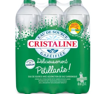 Eau de source gazeuse 6×1.5 L PET Cristaline